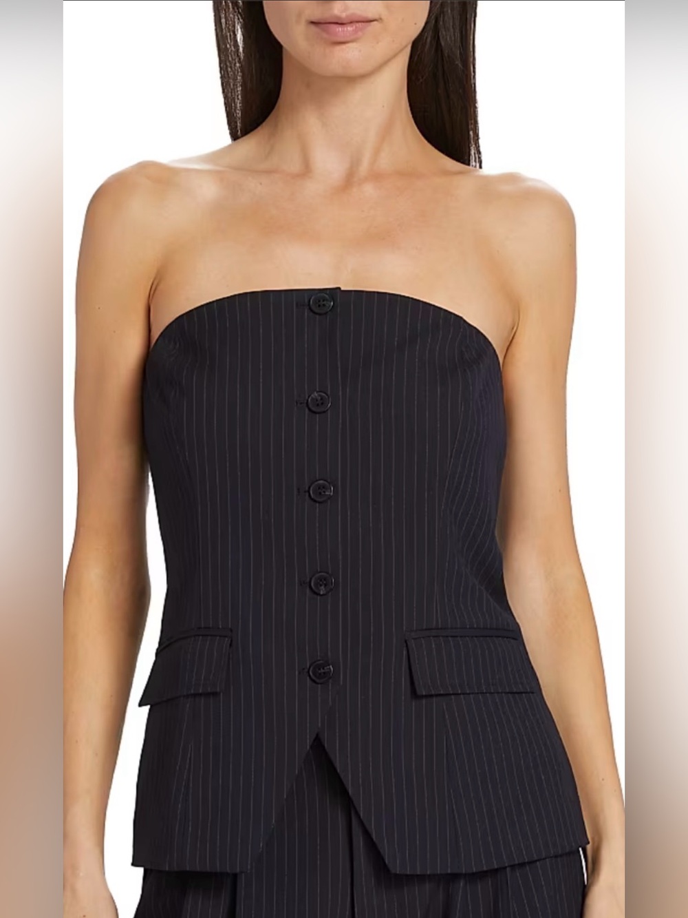 WAYF Berkley Strapless Pinstripe Top and Mini Skirt Set